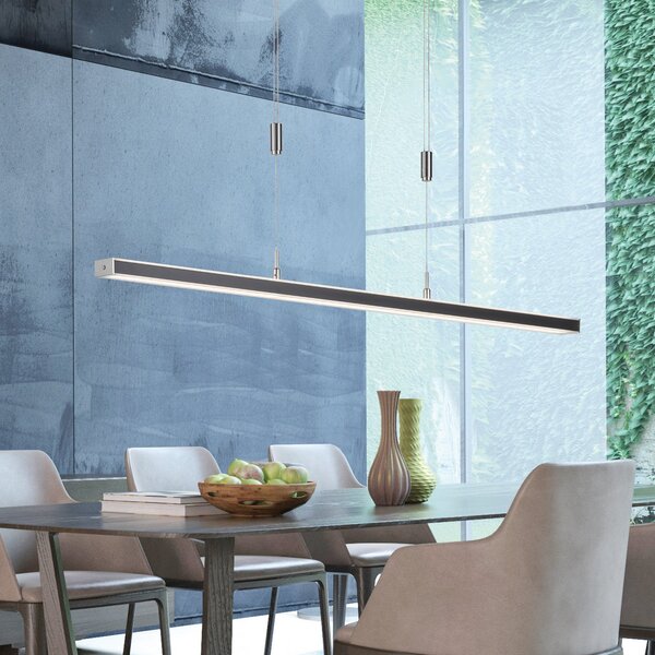FISCHER & HONSEL Lampada a sospensione Vitan LED, nero sabbia, lunghezza 115 cm, 2 luci, Vitan, dimmerabile, Nero, Soggiorno / Sala da pranzo, Metallo, Moderno
