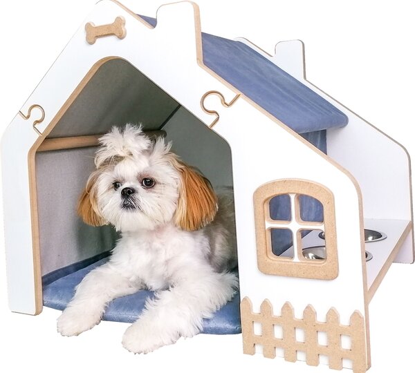 Create for you® – cuccia per cani o gatti, 2 ciotole in metallo – Blu