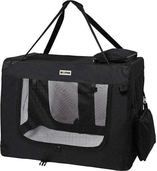 Trasportino pieghevole per cani Mucola Trasportino per gatti Trasportino beige per cani Trasportino da viaggio con coperta e maniglie - XL - 82 x 58 x 58 cm