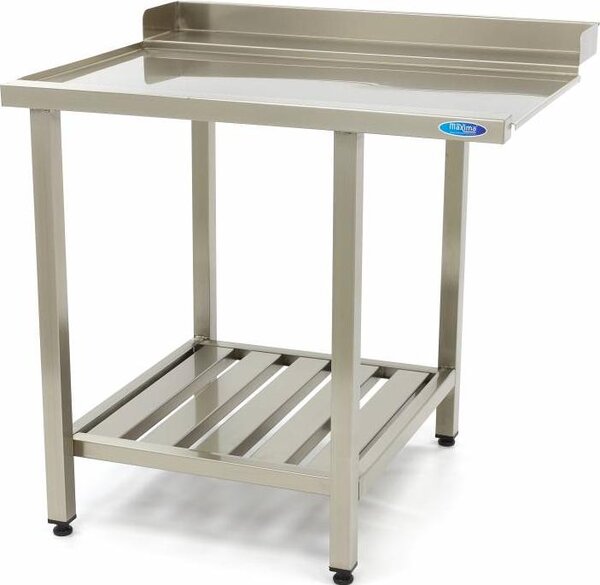 Maxima - Tavolo per lavaggio stoviglie Gastro - 70 x 75 cm - a sinistra - con schienale e ripiano portaoggetti