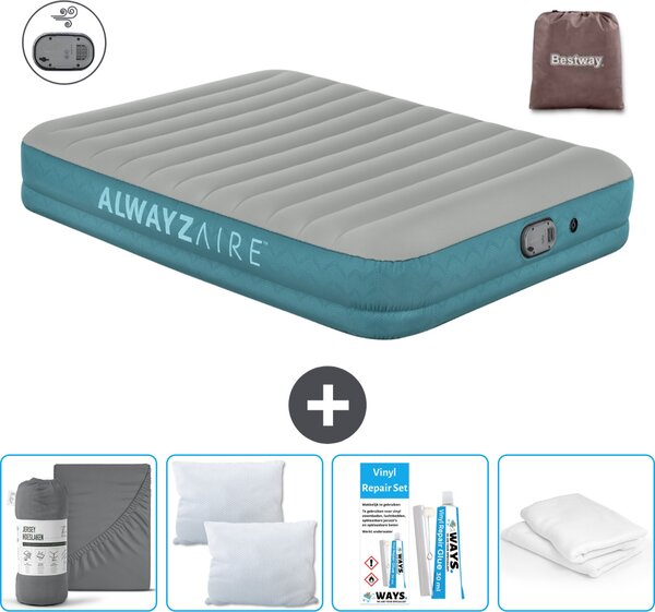 Materasso gonfiabile Bestway Alwayszair - 2 persone -152 x 203 x 36 cm - Grigio/Blu - Accessori inclusi