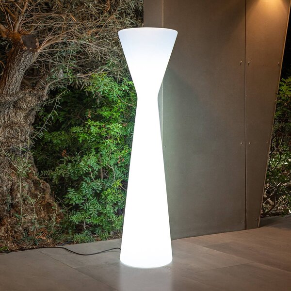 Newgarden Konika piantana LED IP65, bianco, Bianco / Opale, Plastica, Moderno