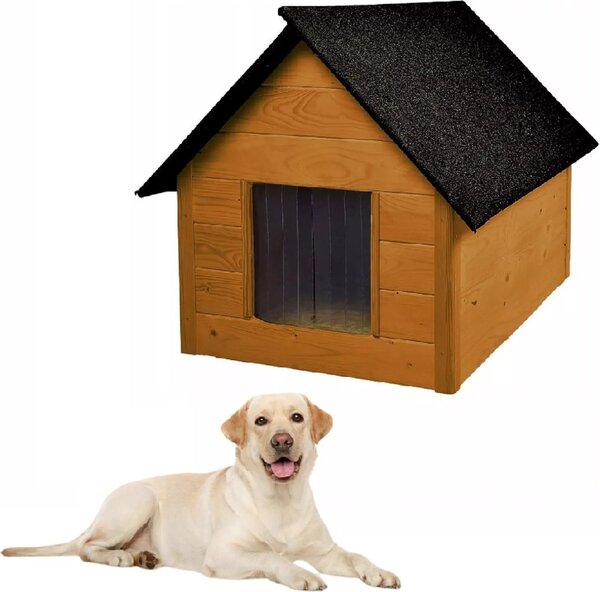 QLS Cuccia in legno per cani 101x69 cm isolata in noce marrone impermeabile per esterni 10986
