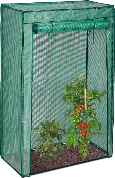 3 serre per pomodori, giardino, balcone, serra in plastica per pomodori, HBT 150x100x50 cm, acciaio e pellicola in PE, verde