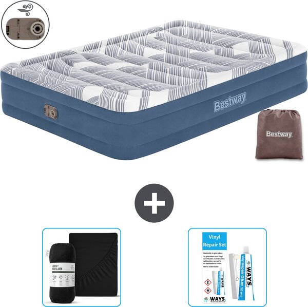Materasso gonfiabile Bestway - 2 persone - 152 x 203 x 36 cm - Blu - Accessori inclusi