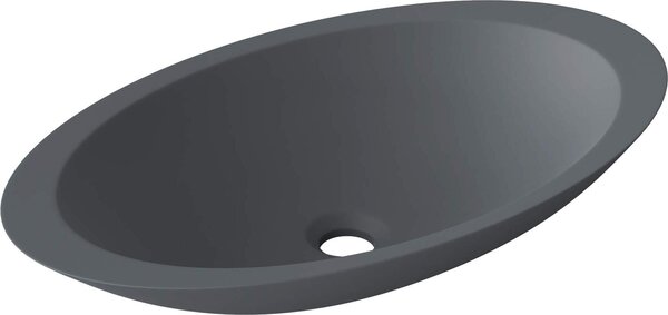 Doporro Lavabo da Appoggio, Lavandino Bagno 59.3x35.1x10.7cm, Lavabo da Minerale Fuso Colossum802, Antracite Opaco