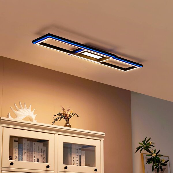 Plafoniera smart Tjado Lucande, dimmerabile, Nero, Soggiorno / Sala da pranzo, Metallo, Moderno