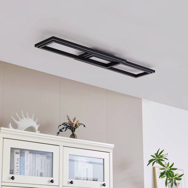 Plafoniera smart Tjado Lucande, dimmerabile, Nero, Soggiorno / Sala da pranzo, Metallo, Moderno