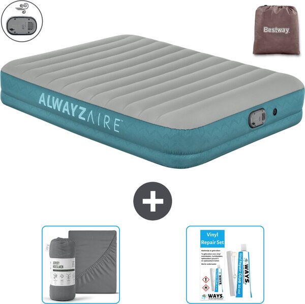 Materasso gonfiabile Bestway Alwayszair - 2 persone -152 x 203 x 36 cm - Grigio/Blu - Accessori inclusi