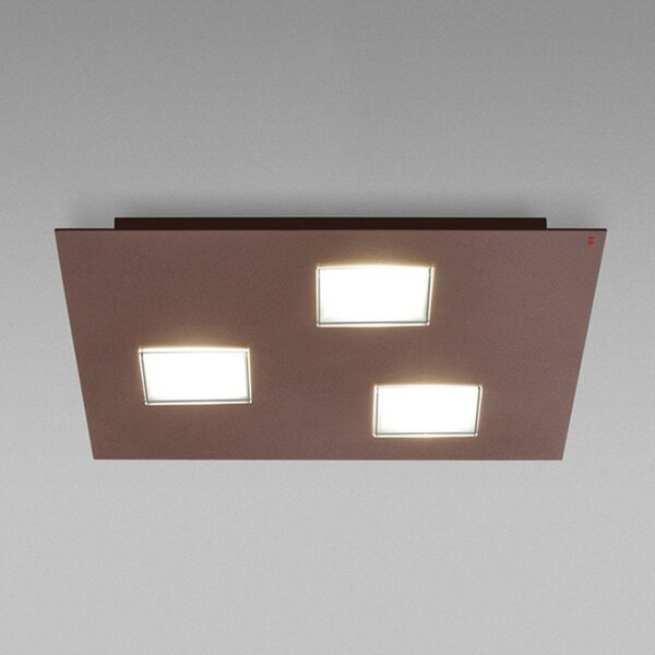 Fabbian Plafoniera LED Quarter a tre luci marrone