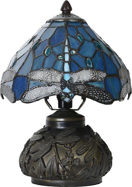 Lampada da tavolo Tiffany Clayre & Eef Ø 20x28 cm Libellula in vetro blu