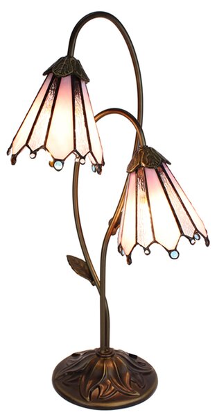Clayre & Eef Lampada da tavolo Tiffany 61 cm Marrone Rosa Poliresina