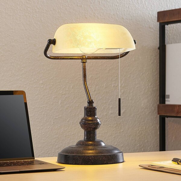Lampada da scrivania Profina Lindby, Marrone / Ruggine, Studio / Ufficio, Metallo, Antico, Lampada da tavolo