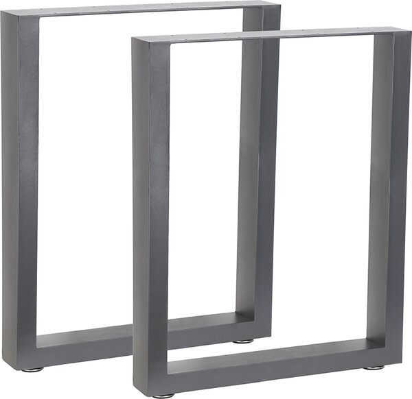 Set di 2 pattini per tavolo in acciaio 60×72 cm grigio, stile industriale, protezioni per pavimenti