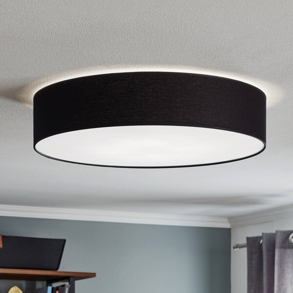 Plafoniera soffitto Rondo TK Lighting, dimmerabile, Nero, Camera da letto, Tessuto / Stoffa / Seta, Moderno, Plafoniera