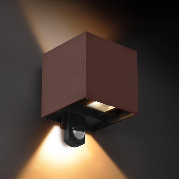 Brilagi - Applique LED da esterno con sensore CUBE LED/6W/230V marrone IP65
