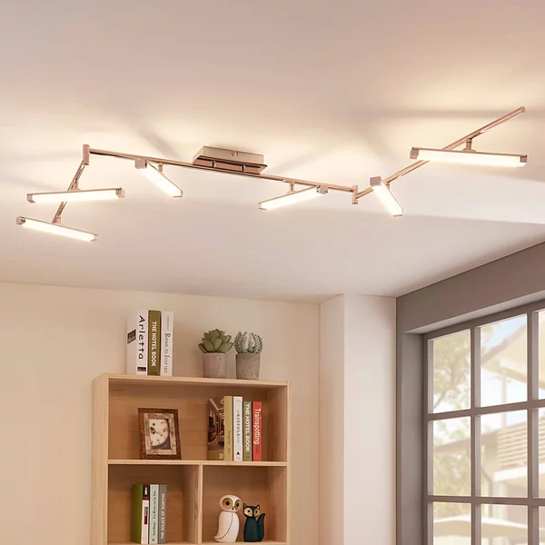 Plafoniera a LED Pilou Lindby, dimmerabile, Cromo / Argento, Cucina, Metallo, Moderno, Plafoniera LED