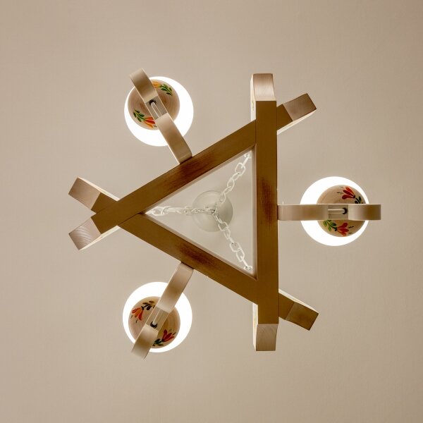 Brilagi - Lampadario a catena QUEEN 3xE14/40W/230V faggio/crema