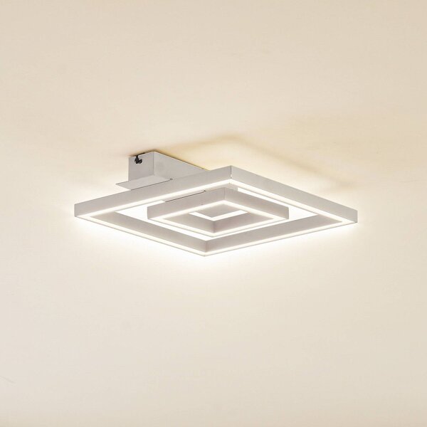Plafoniera a LED Madamo Lindby, Bianco / Opale, Soggiorno / Sala da pranzo, Alluminio, Moderno, Plafoniera LED