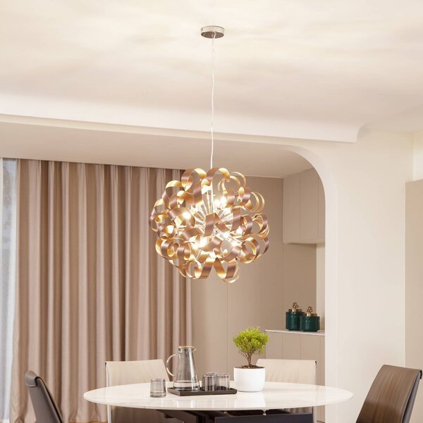 Lampada a sospensione Kaelor Lucande, dimmerabile, Rame, Soggiorno / Sala da pranzo, Alluminio, Design, Lampada a sospensione