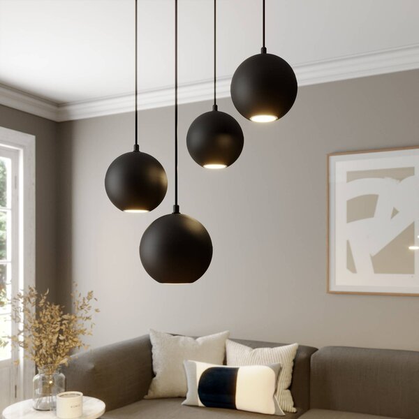 Lampada a sospensione Midway, nera, 4 luci, Ø 35 cm, GU10 Midway HELAM, Nero, Soggiorno / Sala da pranzo, Metallo, Moderno