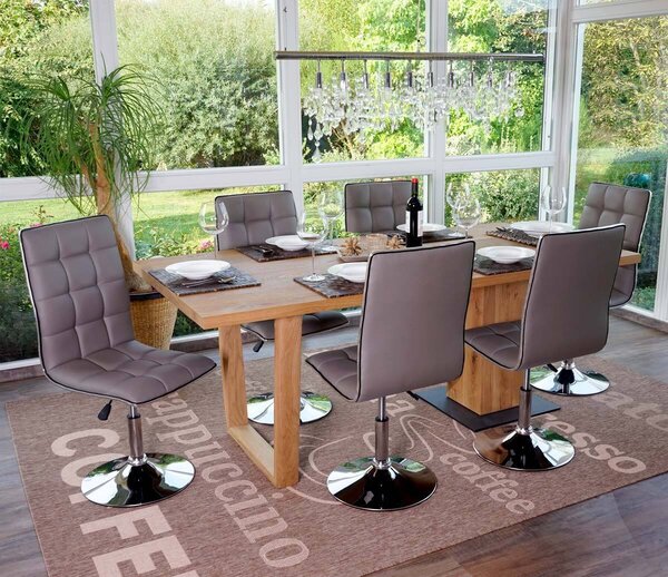 Set da 6 sedie da sala da pranzo MCW-C41, sedie da cucina, regolabili in altezza e girevoli, in ecopelle certificata MVG ~ grigio talpa