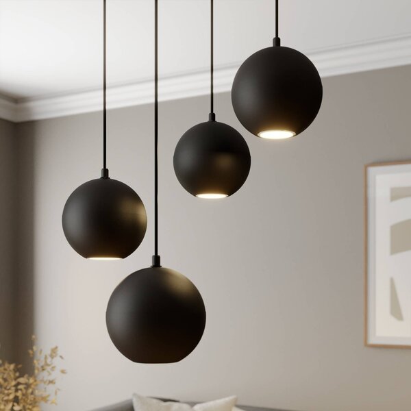 Lampada a sospensione Midway, nera, 4 luci, Ø 35 cm, GU10 Midway HELAM, Nero, Soggiorno / Sala da pranzo, Metallo, Moderno