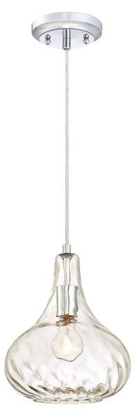 Lampada a sospensione a luce singola in vetro martellato cromo