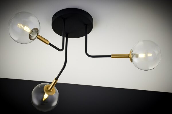 Jupiter 2039 - Lampadario a sospensione con supporto rigido BURANO 3xG9/10W/230V nero/oro/limpido