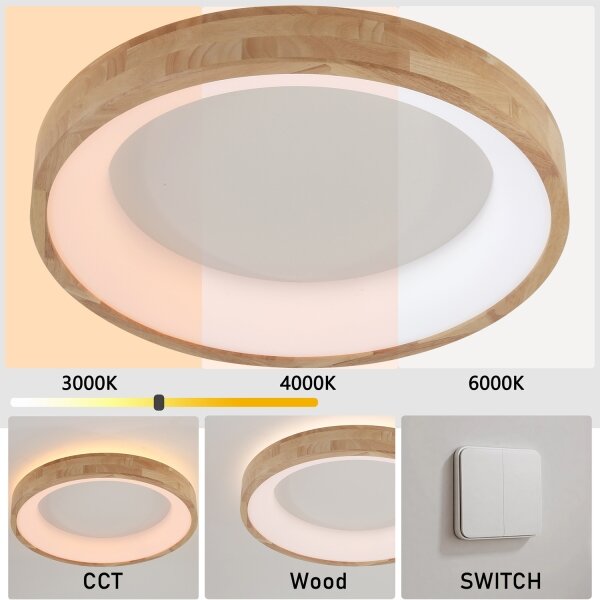Brilagi-LED Plafoniera FALCON WOOD LED/40W/230V 3000/4000/6000K 60 cm legno