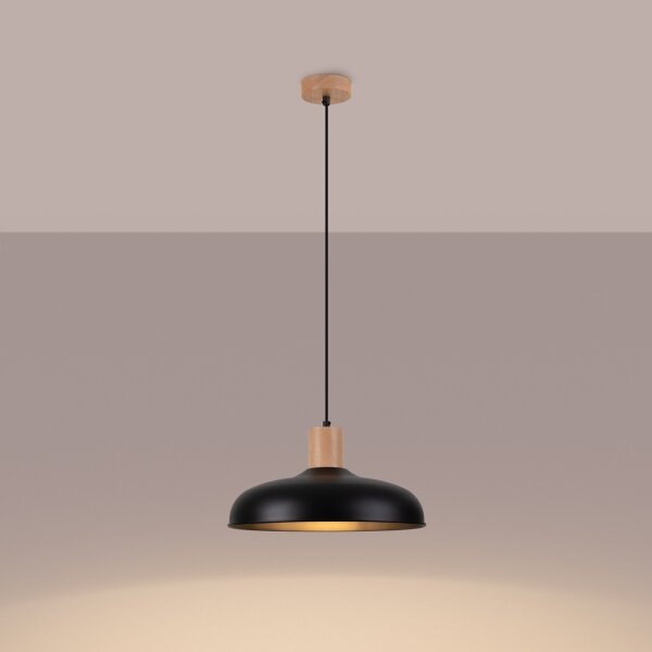 Sollux SL.1324 - Lampadario a sospensione con filo INDY 1xE27/15W/230V diametro 38 cm nero