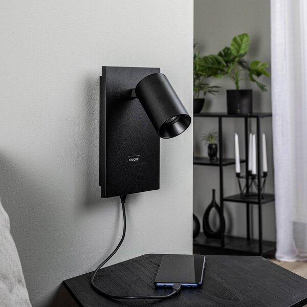 Arcchio Faretto Brinja, nero, metallo, USB-C, interruttore Brinja Arcchio, dimmerabile, Nero, Corridoio, Alluminio, Moderno, Faretto