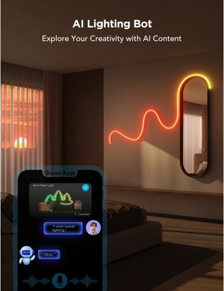 Govee - Neon 2 MATTER pieghevole Striscia LED 5m RGBIC Wi-Fi IP67
