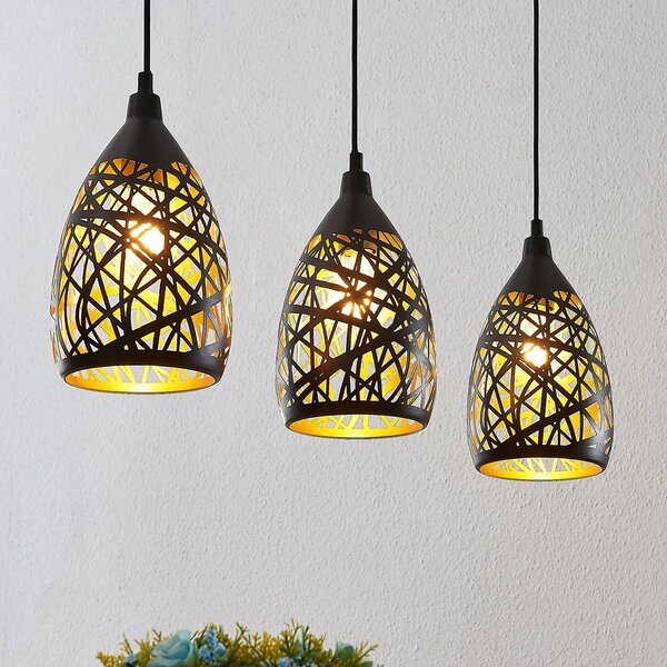 Lampada a sospensione Marcello Lindby, dimmerabile, Nero, Soggiorno / Sala da pranzo, Metallo, Moderno, Lampada a sospensione