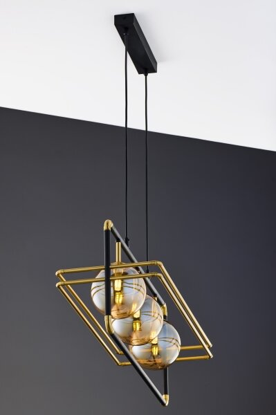 Jupiter 2027 - Lampadario a sospensione con filo FIORI 3xG9/10W/230V nero/oro/beige