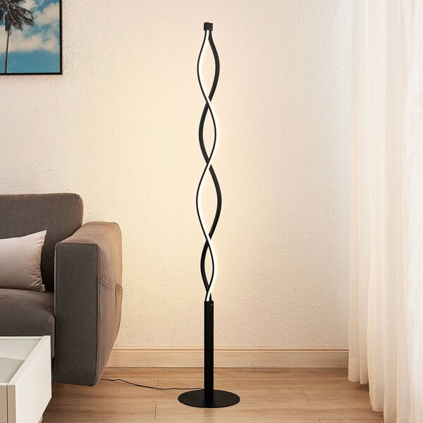 Lampada da terra a LED Welina Lindby, dimmerabile, Nero, Soggiorno / Sala da pranzo, Metallo, Moderno, Lampada LED da terra