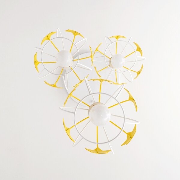 Lampadario a sospensione per bambini STARS 3xE27/15W/230V giallo/bianco
