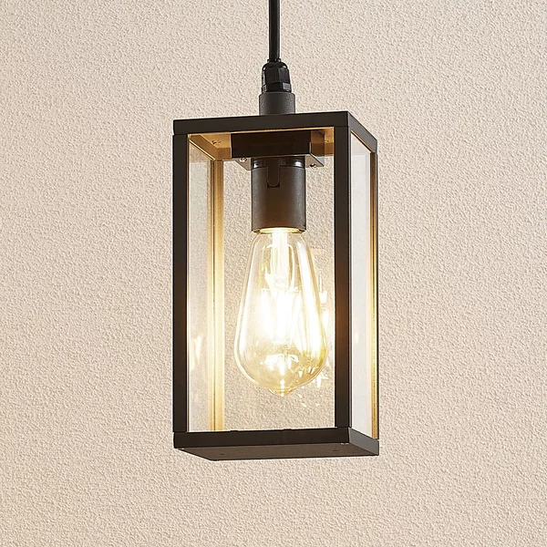 Lindby lampada a sospensione da esterno Filimon, antracite, 22 cm, IP44, E27 Filimon Lindby, dimmerabile, Nero, Alluminio, Moderno