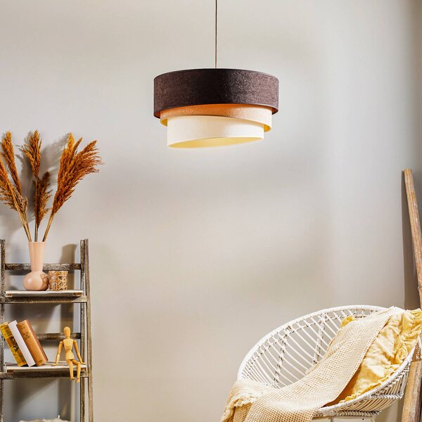 Lampada a sospensione Devon Duolla, dimmerabile, Marrone / Ruggine, Soggiorno / Sala da pranzo, Tessuto / Stoffa / Seta, Moderno, Lampada a sospensione