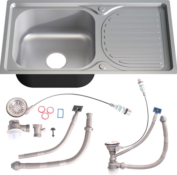 Lavello da cucina Melko in acciaio inox - Lavello da incasso 75,5 cm Allineamento a sinistra