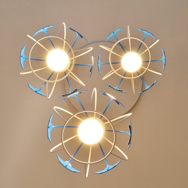 Lampadario a sospensione per bambini STARS 3xE27/15W/230V blu/bianco