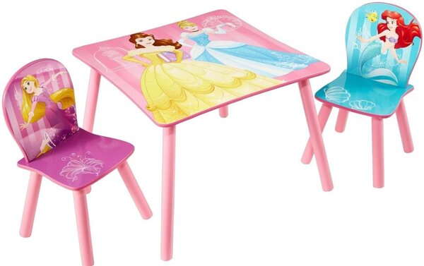 Disney 3 Pz Set Tavolo e Sedie Princess in Legno 45x63x63 cm Rosa WORL660020