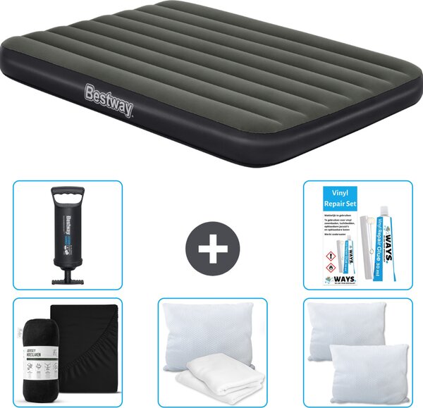 Materasso gonfiabile Bestway - Letto alla francese - 137 x 191 x 25 cm - Verde - Accessori inclusi