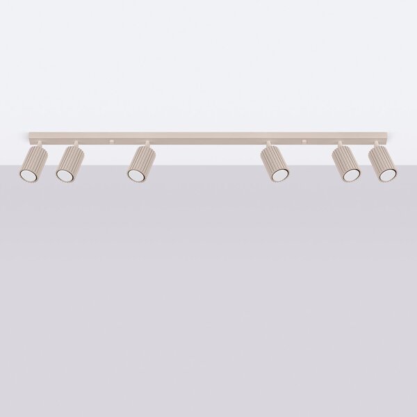 Lampada da soffitto KARBON 4 taupe 6xGU10 10W alluminio 16.5x6.5x117cm Sollux Lighting