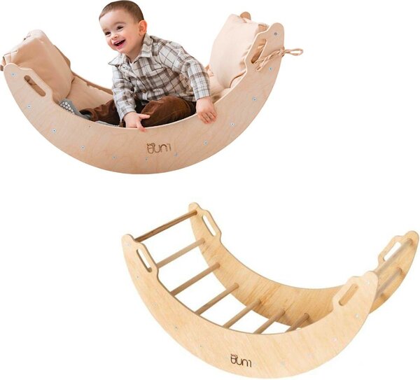 Arco di arrampicata in legno "Moon" | Triangolo di arrampicata per bambini | Giocattoli Montessori | Parco giochi Rockerboard