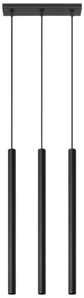 Lampada a sospensione PASTELO 3 nero 3xG9 8W acciaio 90x5x30cm Sollux Lighting