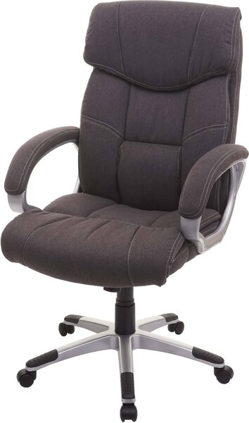 Sedia da ufficio HWC-A71, sedia direzionale girevole da scrivania, tessuto/tessuto, ~ grigio scuro