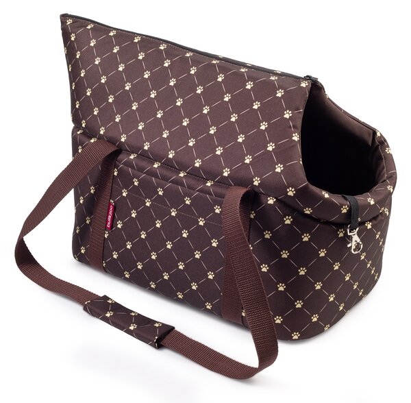 Borsa per cani - marrone/fantasia: zampe, da L a 15 kg - borsa per cani di piccola e media taglia, cuccioli, gatti