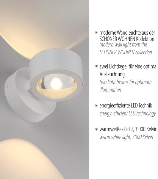 Schöner Wohnen 19331-16 - Applique LED CHIA 2xLED/2W/230V bianco