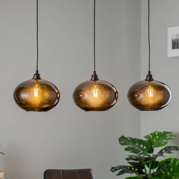 Lampada a sospensione in vetro Smoked 052 Opviq, dimmerabile, Alluminio / Grigio / Zincato, Soggiorno / Sala da pranzo, Vetro, Moderno, Lampada a sospensione